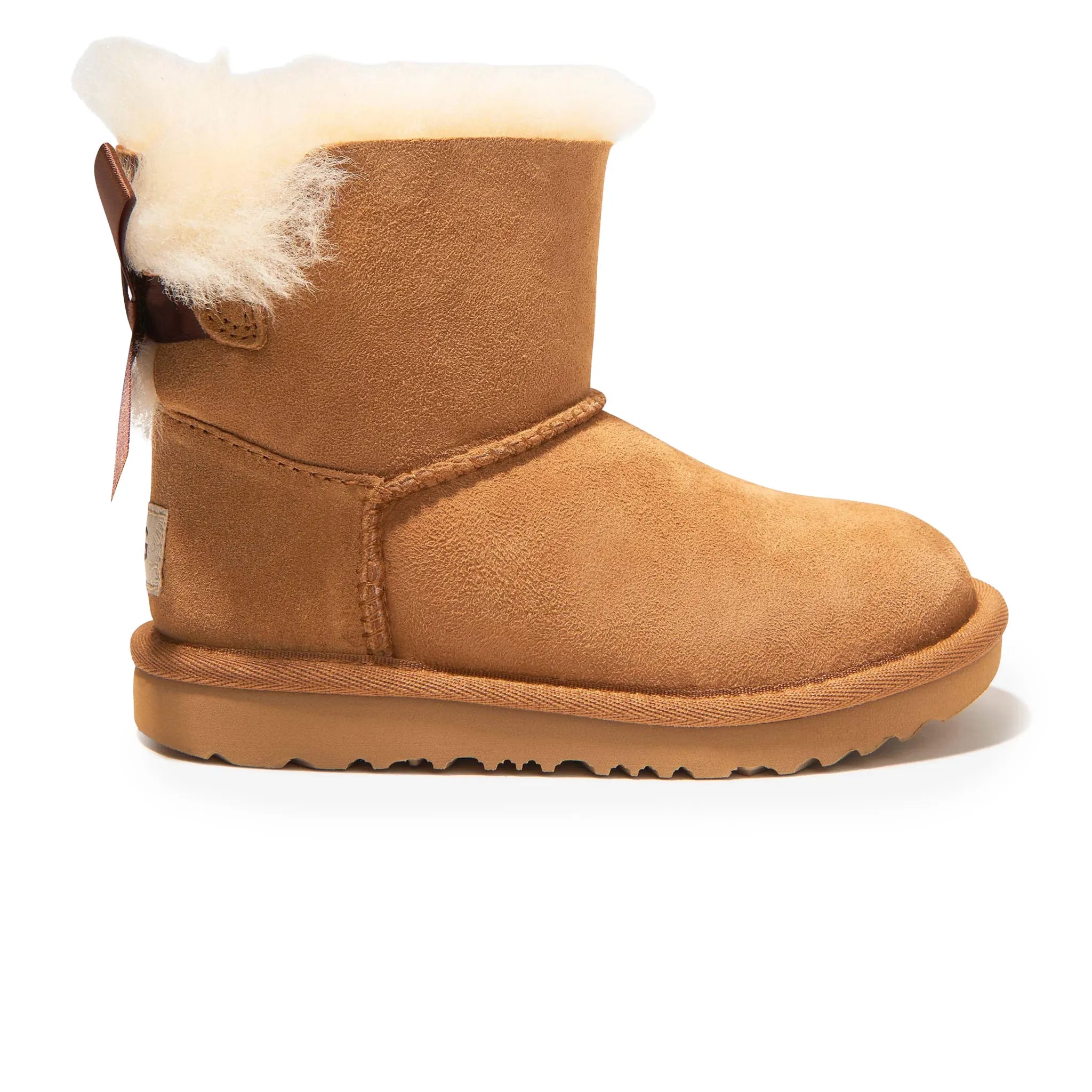 Side View of UGG Mini Bailey Bow II Girls Brown Boots UGGA2003101255